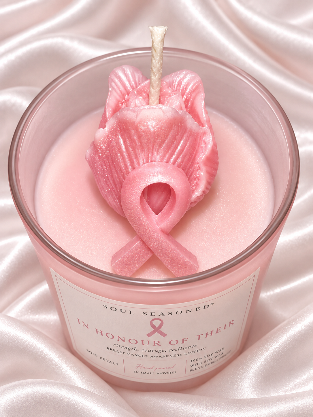 Rose of Resilience candle - Soul Seasoned Breast Cancer Awareness Edition