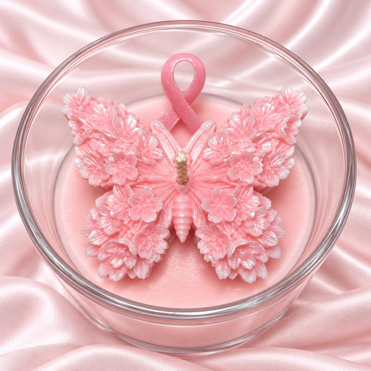 Butterfly Garden candle top view — Soul Seasoned Breast Cancer Awareness Edition