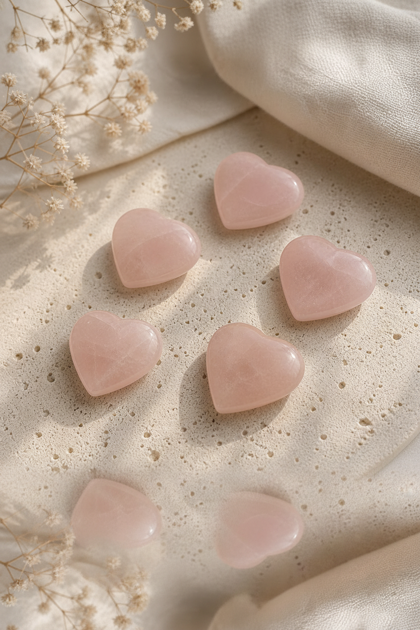 Mini Rose Quartz Crystal Hearts