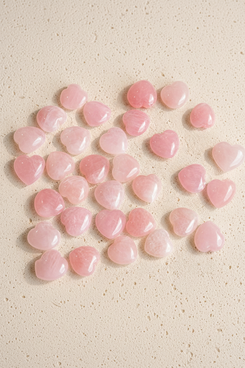 Mini Rose Quartz Crystal Hearts